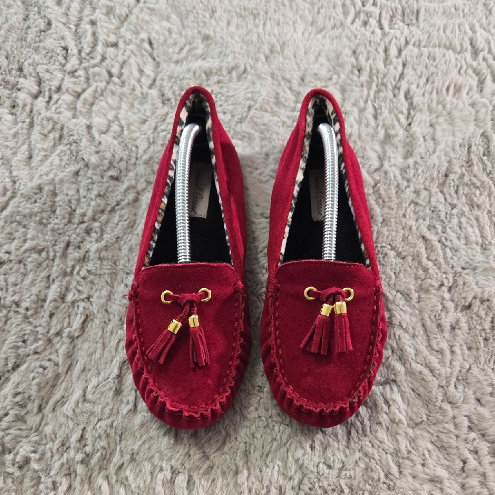 Daniel Green deep red suede tassels comfy loafers shoes size 7